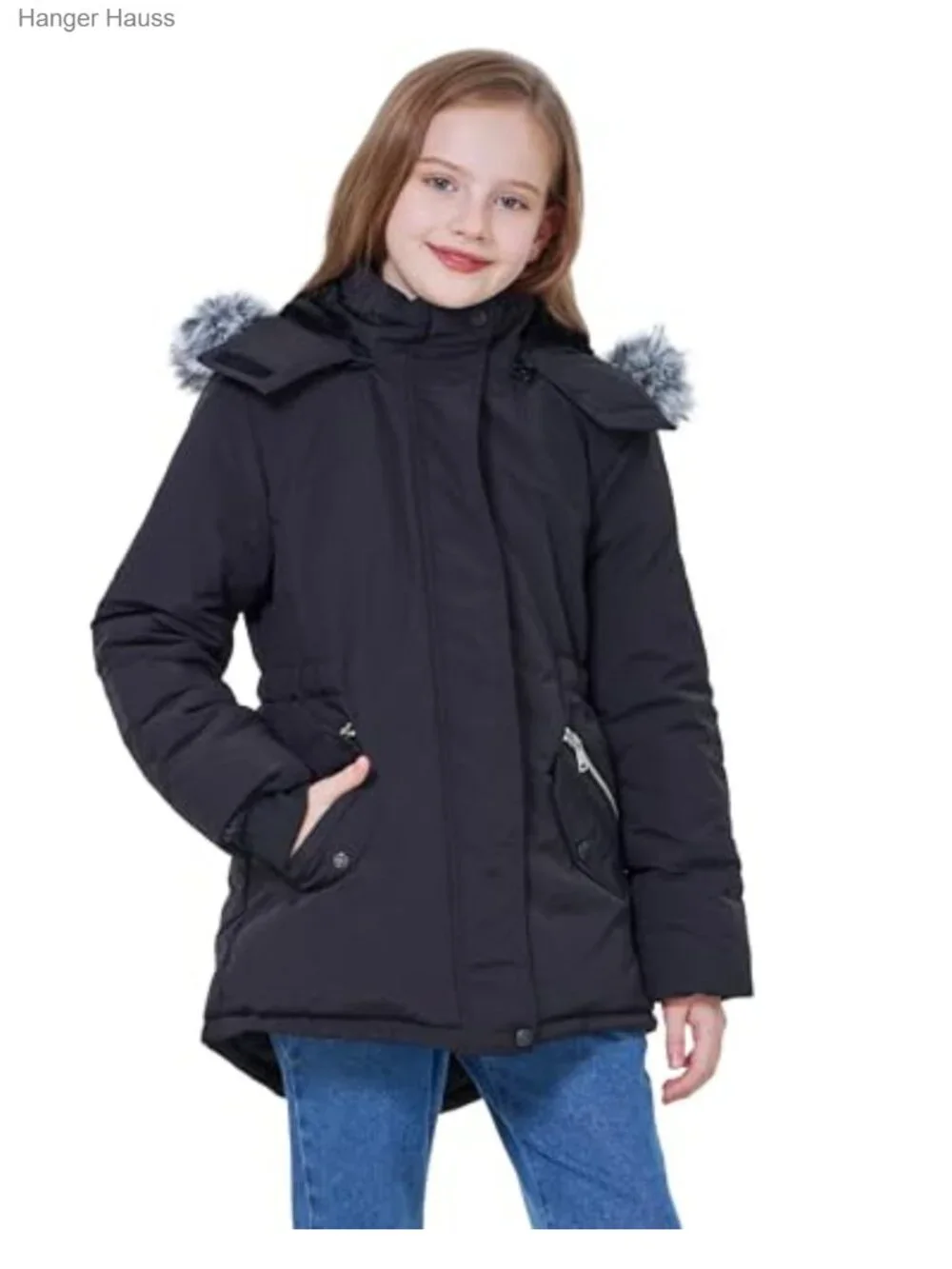 Girls Long Waterproof Winter Parka Fleece Puffer Coat